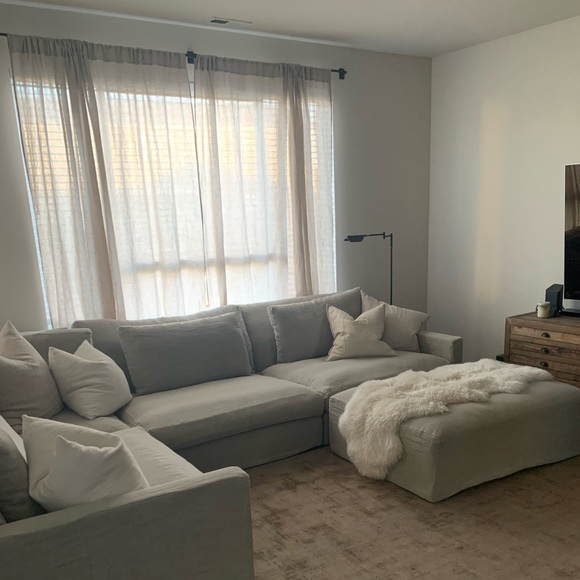 LinenTales Night Time Tunnel Wide Curtains Linen Melange 91”x79”. - Picture 3 of 5